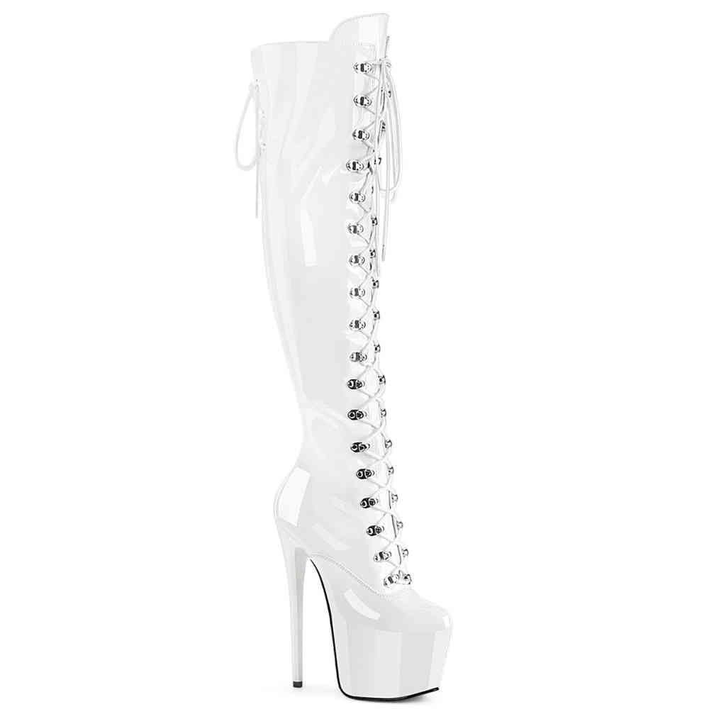 Pleaser - JUBILANT3012 Bottes cuissardes à plateforme - Blanc Product image